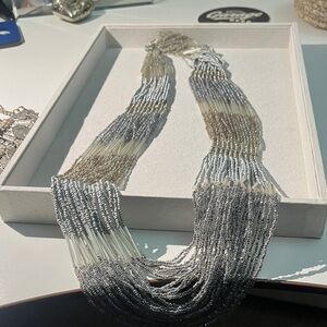 Elegant Silver and White Beaded Necklace